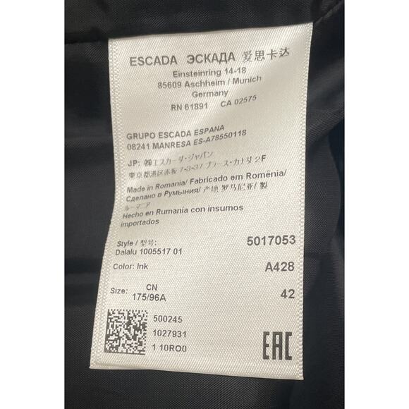 Escada Blue Red White Floral Silk Sheath Dress 42 US 12 SS Fitted Tulip Jacquard - Picture 10 of 12